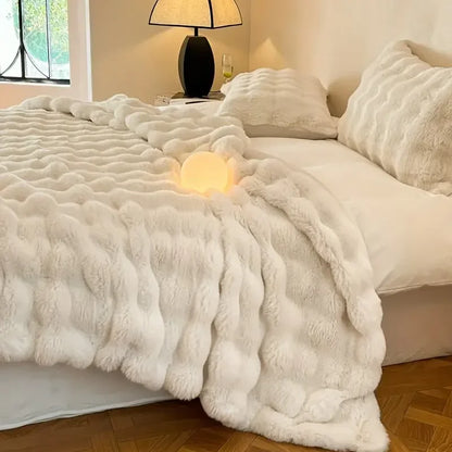 Soft Plush Reversible Throw Blanket for Home