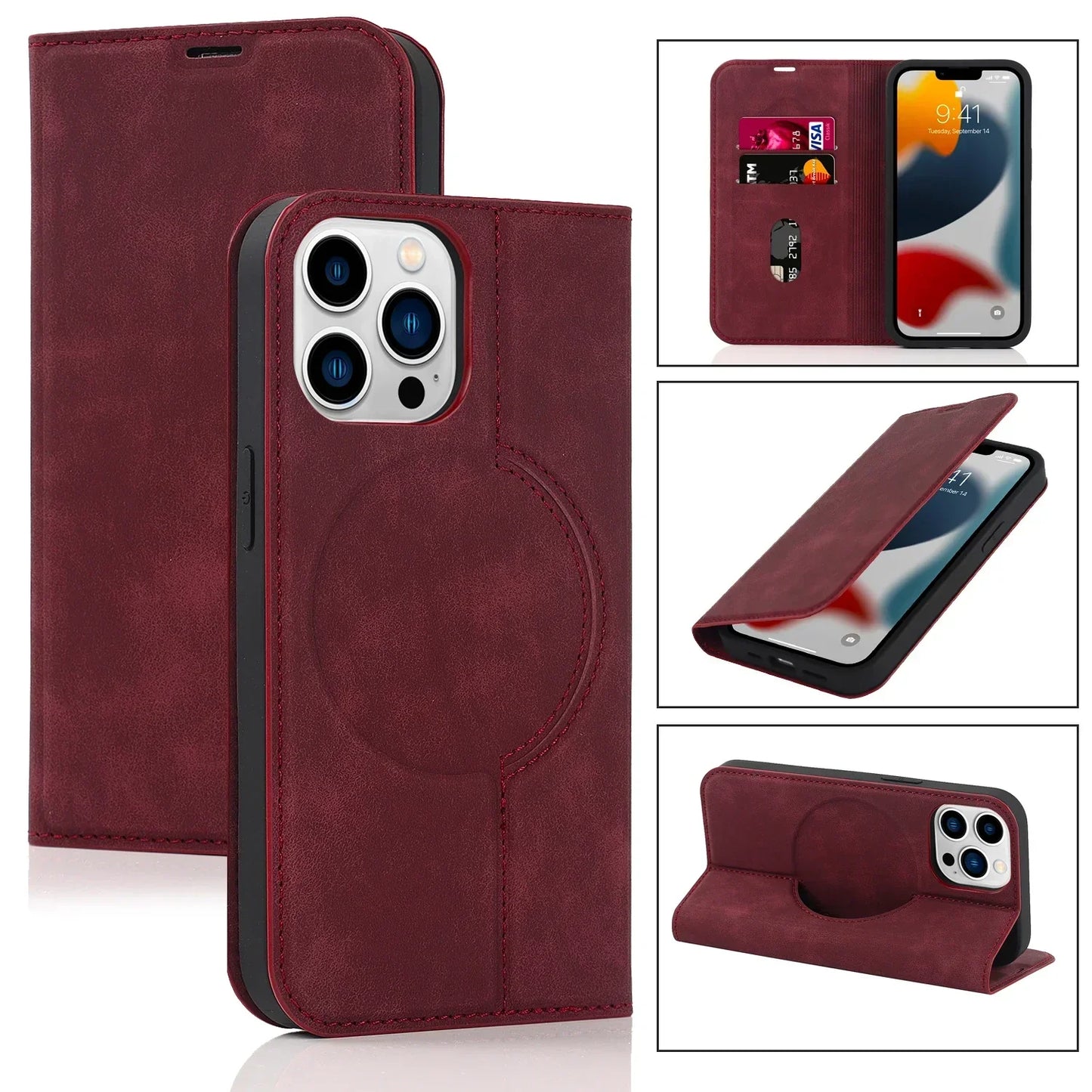 Slim Magnetic Phone Wallet Case with Wireless Charger