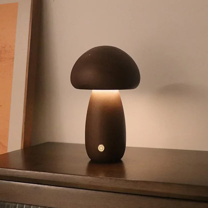 Sensory Switch Wood Mushroom LED Bedside Lamp