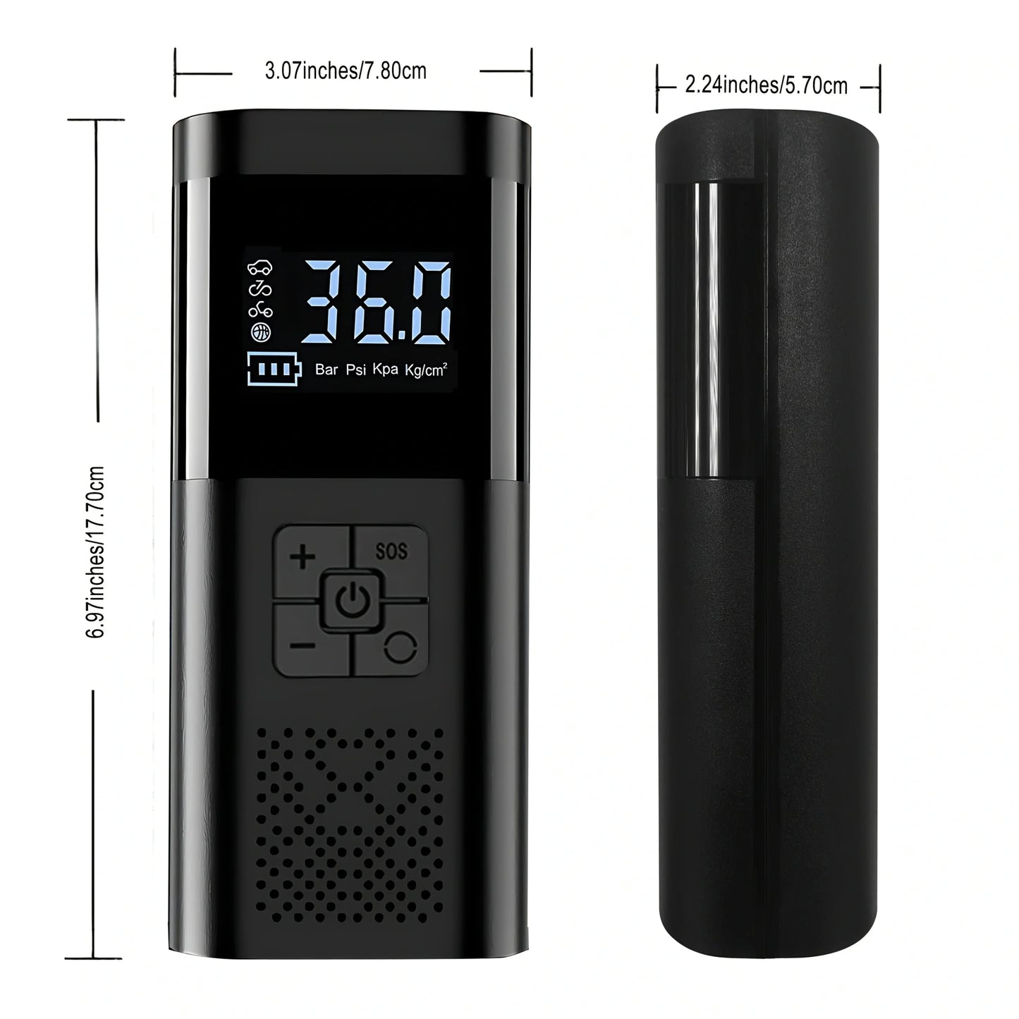 Compact Car Tire Inflator with Digital Display and LED