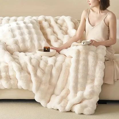 Soft Plush Reversible Throw Blanket for Home