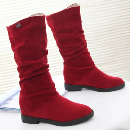 Warm Snow Boots for Women Mid Calf Low Heel - Pexav