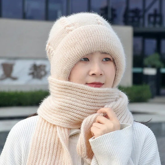 Warm Fuzzy Beanie Scarf Set - Pexav