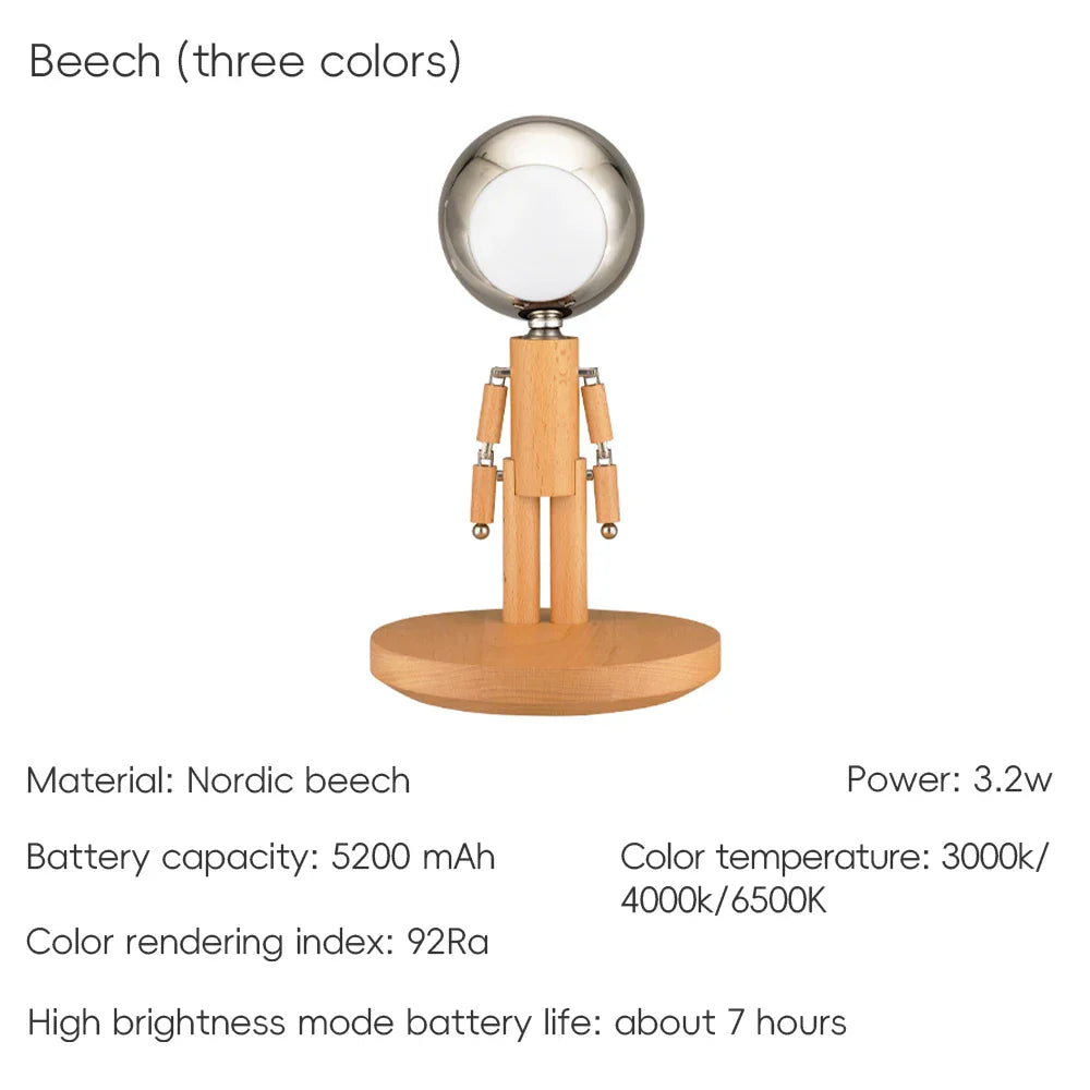 Space Theme Wooden Desk Lamp