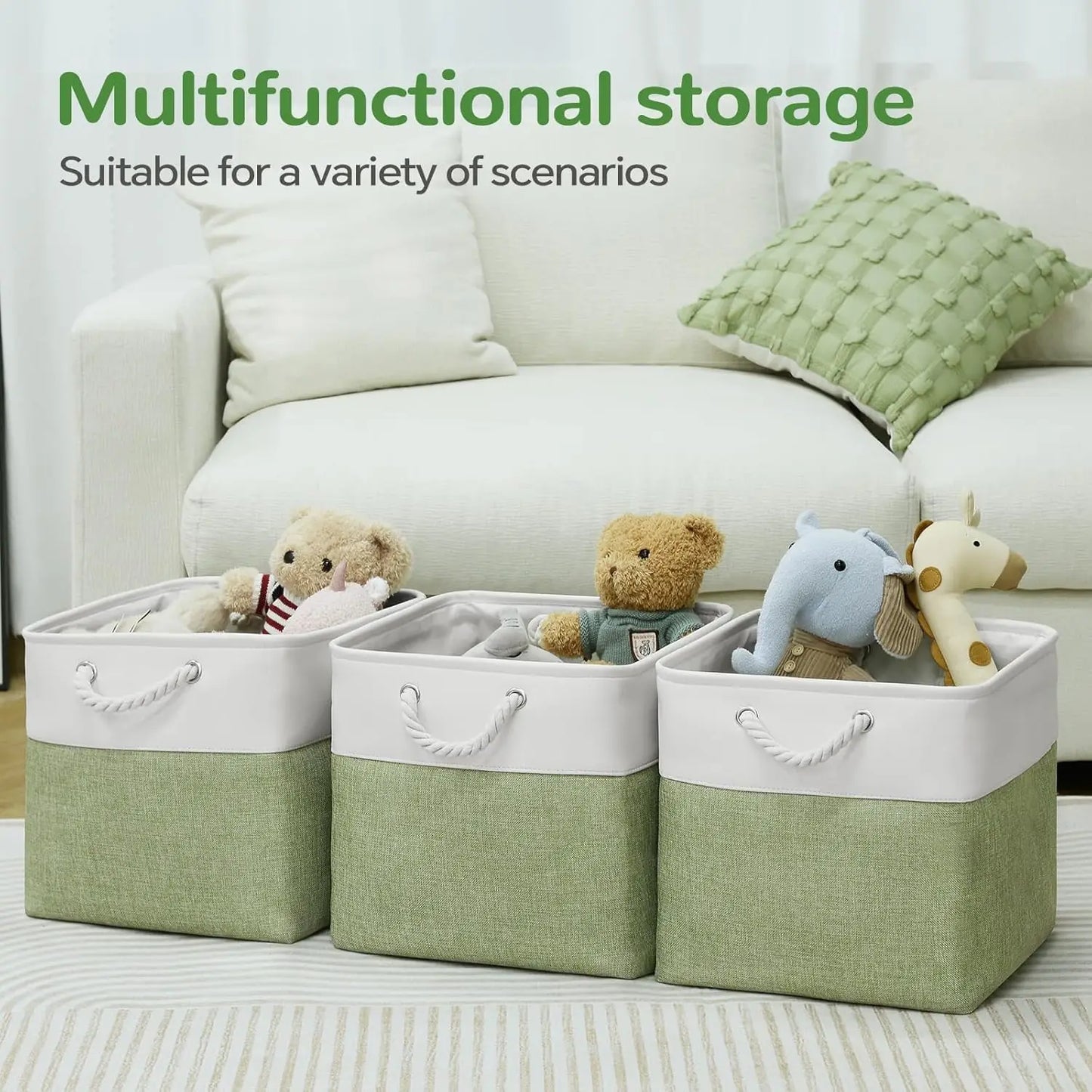 Collapsible Cloth Storage Cubes with Rope Handles