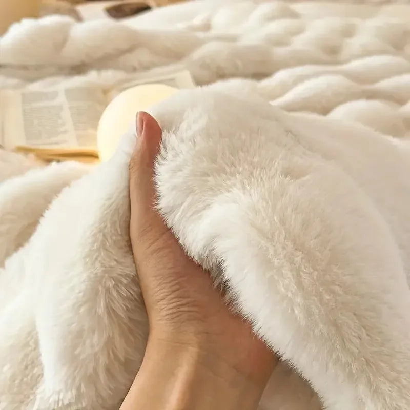 Soft Plush Reversible Throw Blanket for Home