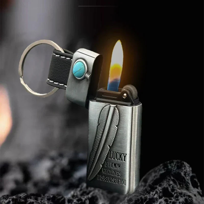 Blue Gem Antique Silver Pocket Lighter - Pexav