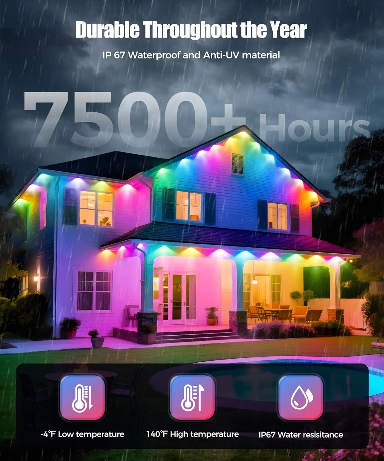 Colorful Outdoor String Lights with Remote