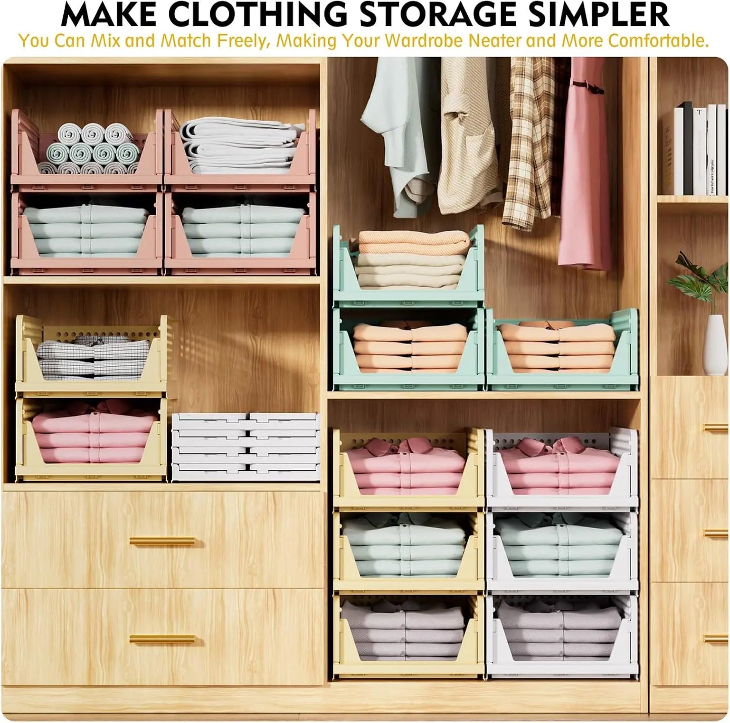 Collapsible 5-Piece Closet Organiser Storage Containers