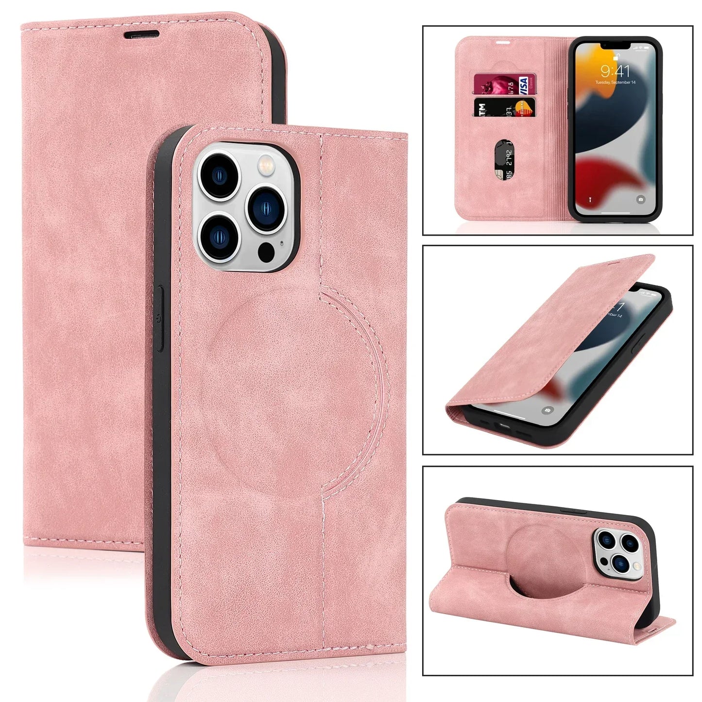 Slim Magnetic Phone Wallet Case with Wireless Charger
