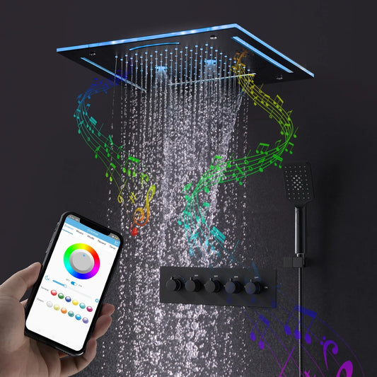 Colorful LED Rain Shower Head Ceiling Light Set - Pexav