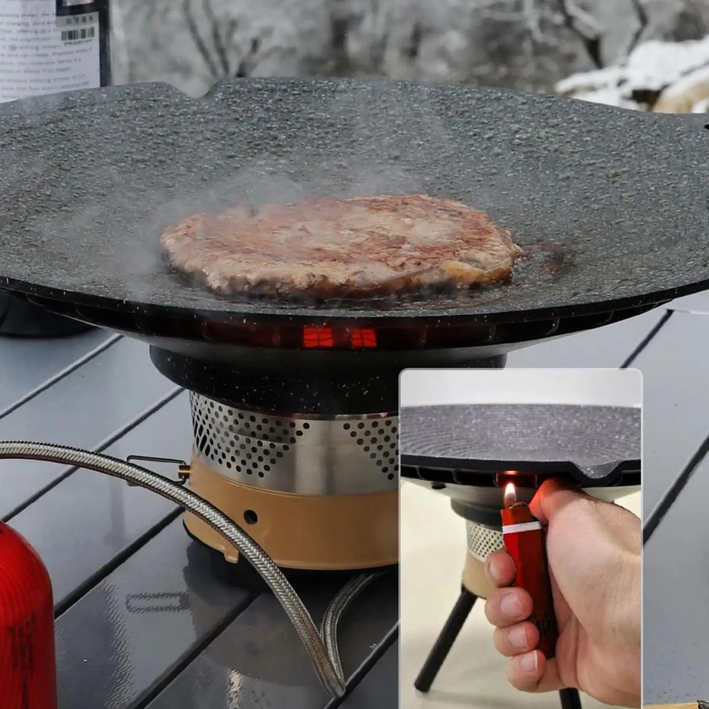 Compact Lightweight Grill Pan for Outdoor BBQ Cooking