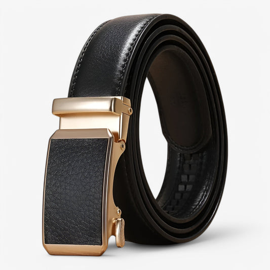 Classic Brown Leather Belt with Silver Buckle - Pexav