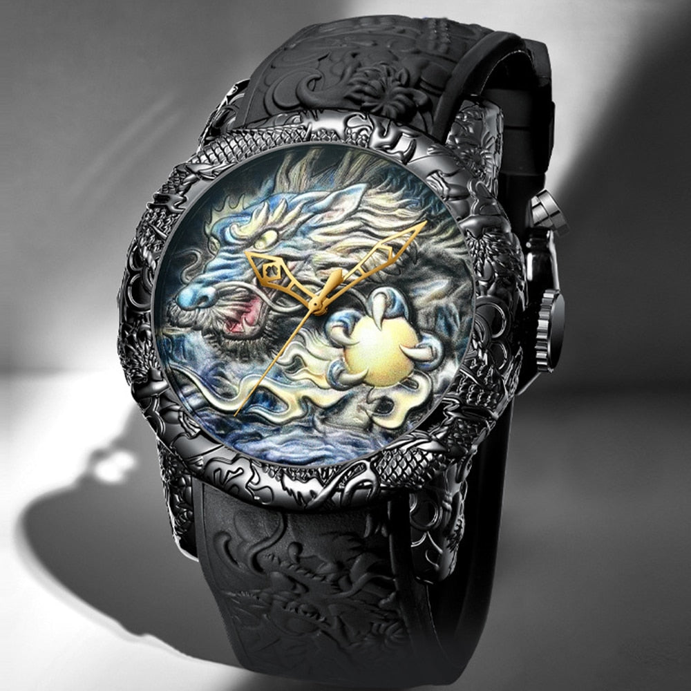 Vintage Dragon Pattern Quartz Watch
