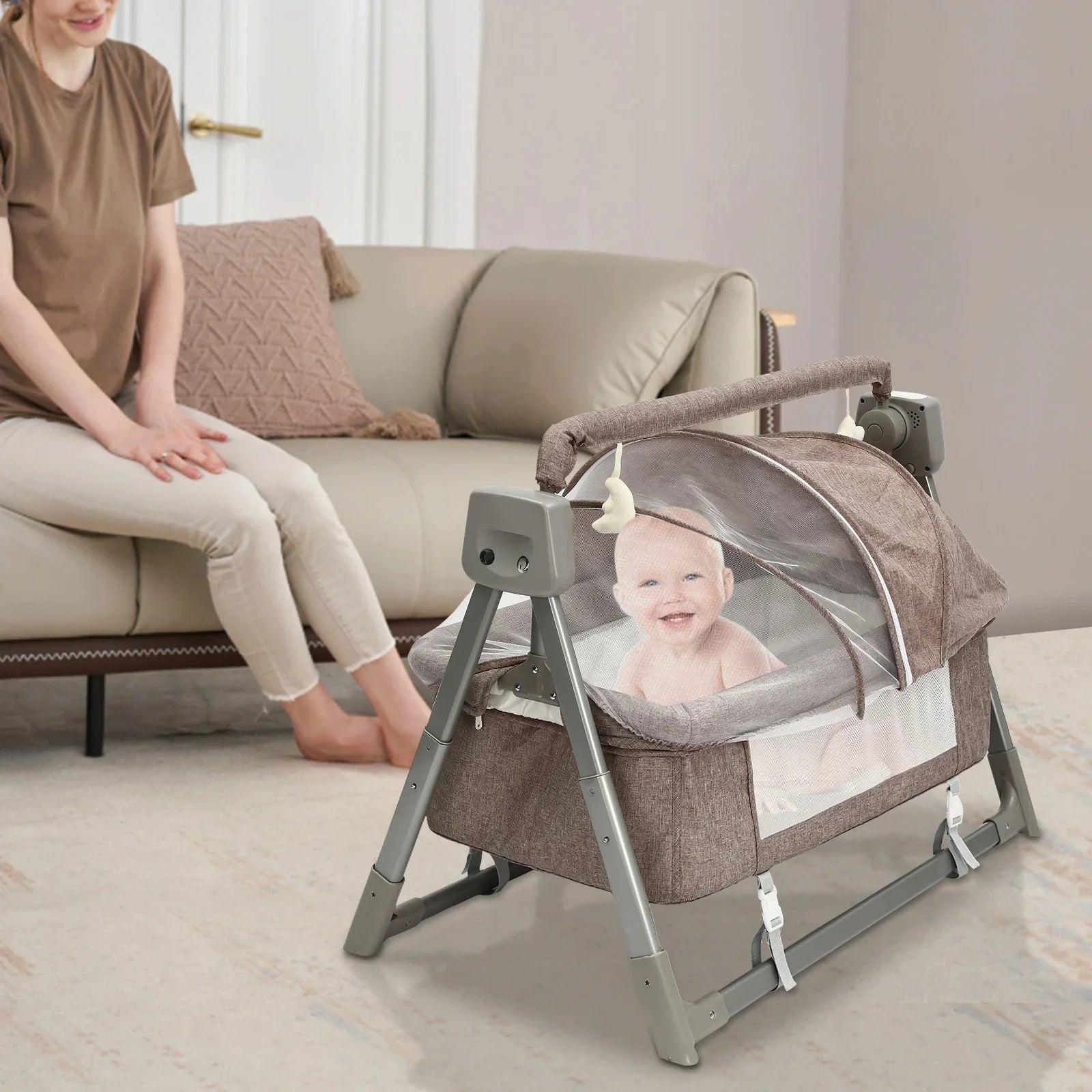 Smart Musical Baby Bed with Remote Control - Pexav