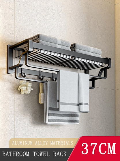 Premium Wall Mount Bathroom Towel Holder Organizer