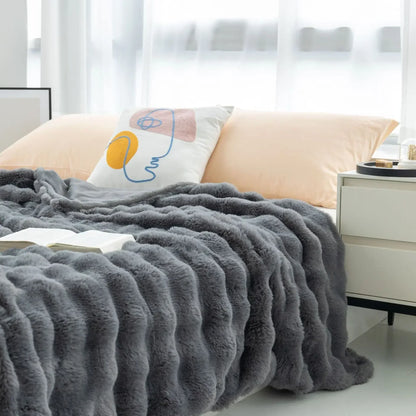 Soft Plush Reversible Throw Blanket for Home