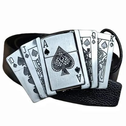 Vintage Gas Lighter Buckle Leather Belt