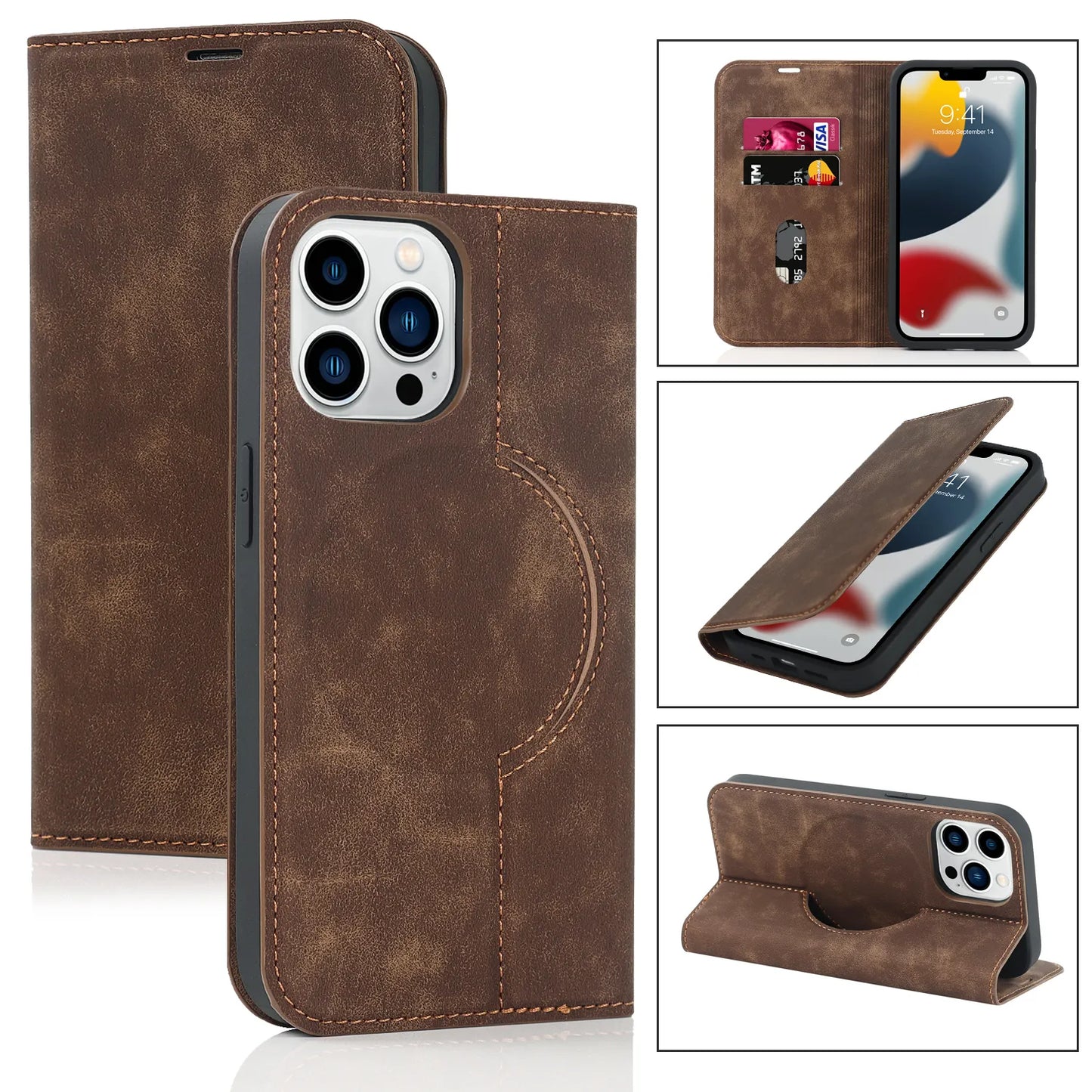 Slim Magnetic Phone Wallet Case with Wireless Charger