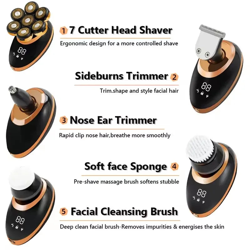Advanced Rotary Shaver with 5-in-1 Grooming Set & Water Resistant Design