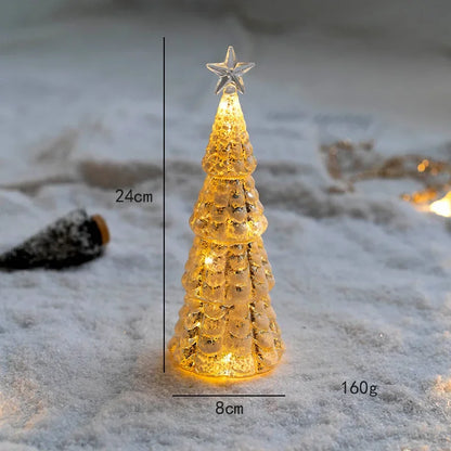 Festive Clear Glass Christmas Tree Table Lamp