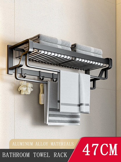 Premium Wall Mount Bathroom Towel Holder Organizer