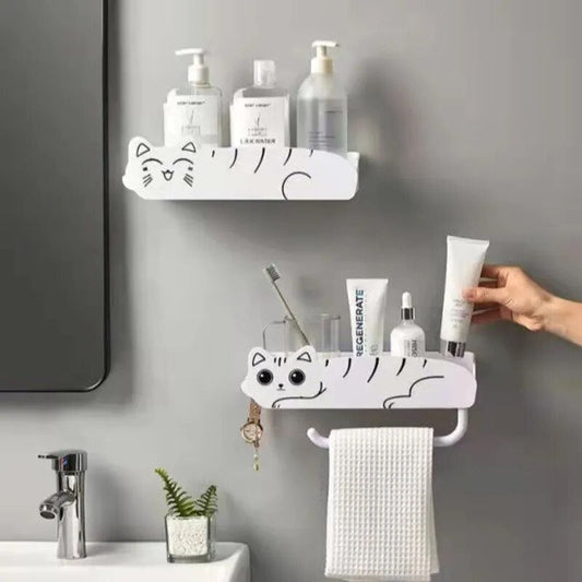 Space-Saving Cat Bathroom Storage Shelf - Pexav