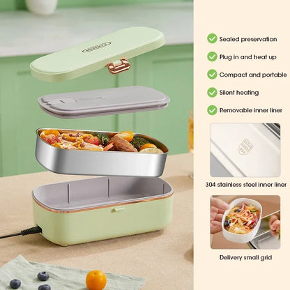 Compact Electric Lunch Box Heater with Steam Function