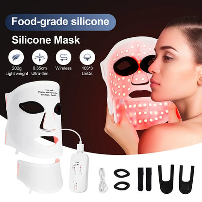 Colorful LED Facial & Neck Mask – Intensive Light Therapy - Pexav