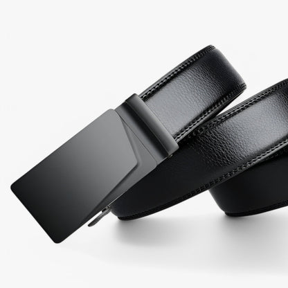 Black Leather Men's Belt with Automatic Buckle – Adjustable, Versatile Design for Casual and Formal Wear-3