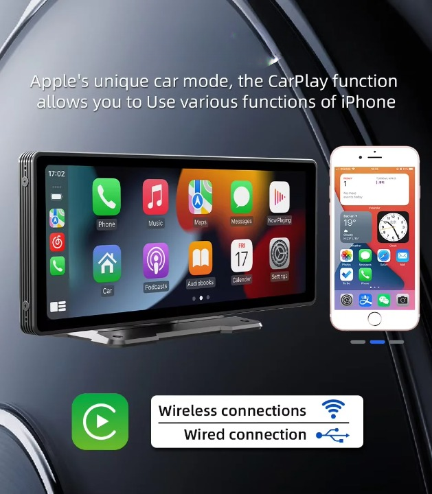 Touchscreen Car Stereo with Wireless CarPlay and Android Auto