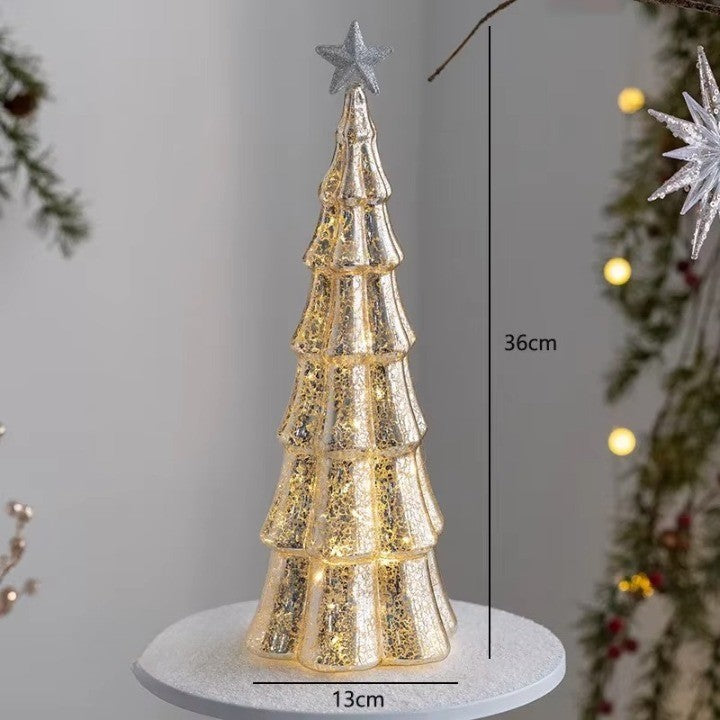 Festive Clear Glass Christmas Tree Table Lamp