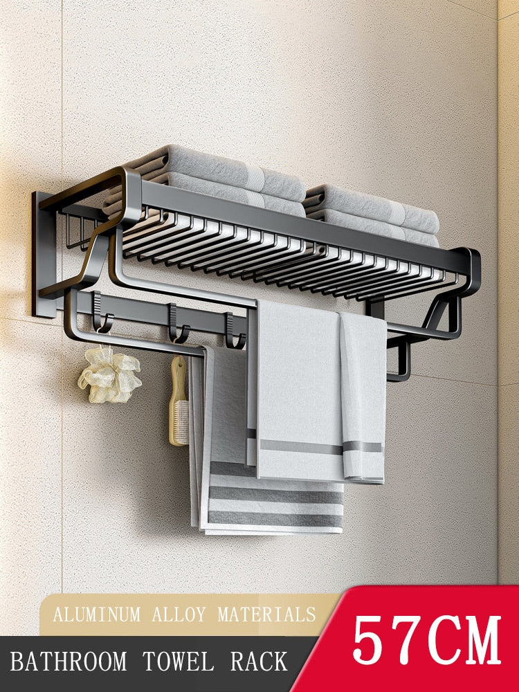 Premium Wall Mount Bathroom Towel Holder Organizer