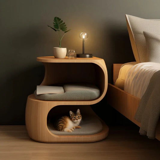 Space Saving Cat Bed End Table - Pexav