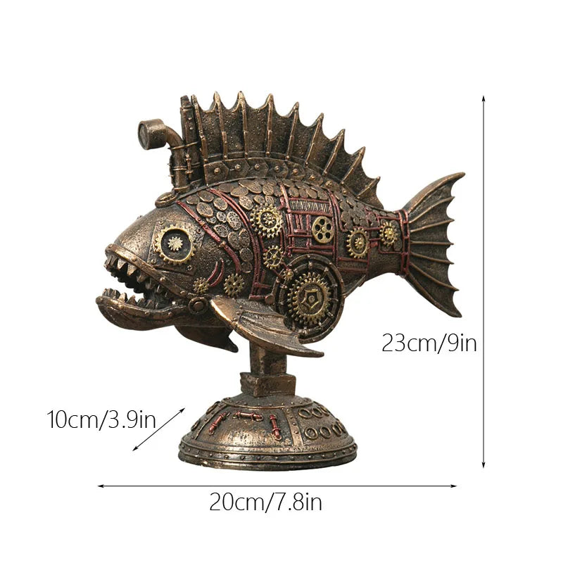 Unique Industrial Fish Statue
