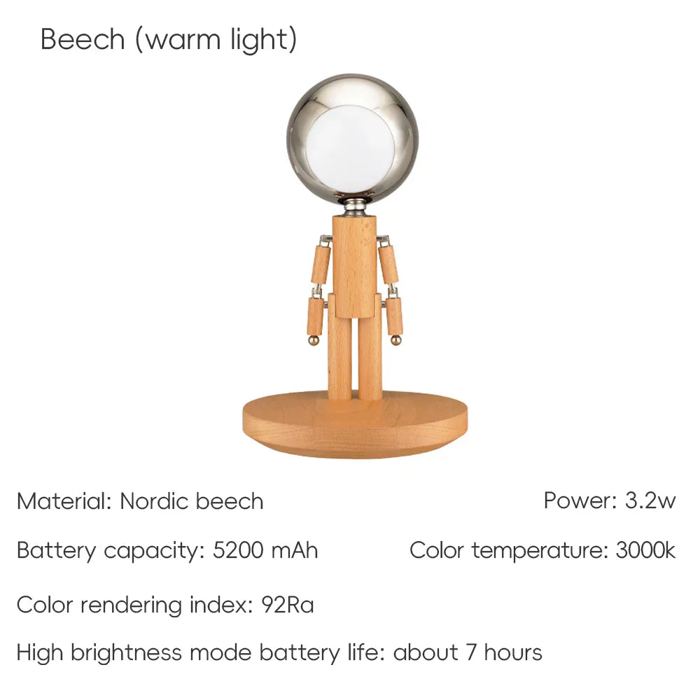 Space Theme Wooden Desk Lamp