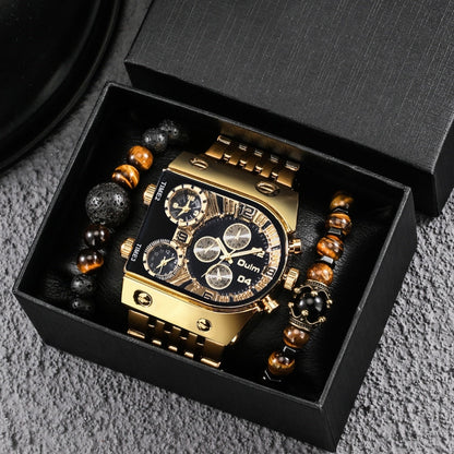 Large Face Quartz Mens Luxury Watch Gift Set - Pexav