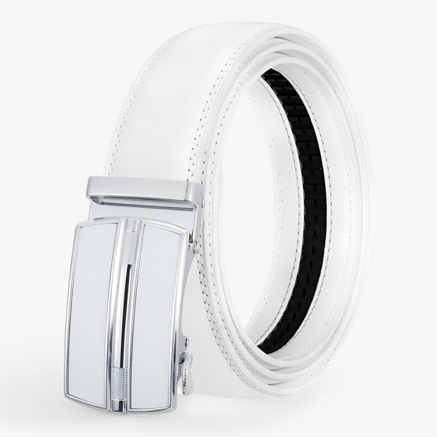 Black Real Leather Men's Belt with Automatic Loop – Elegant and Versatile Accessory for Business and Casual Wear-2