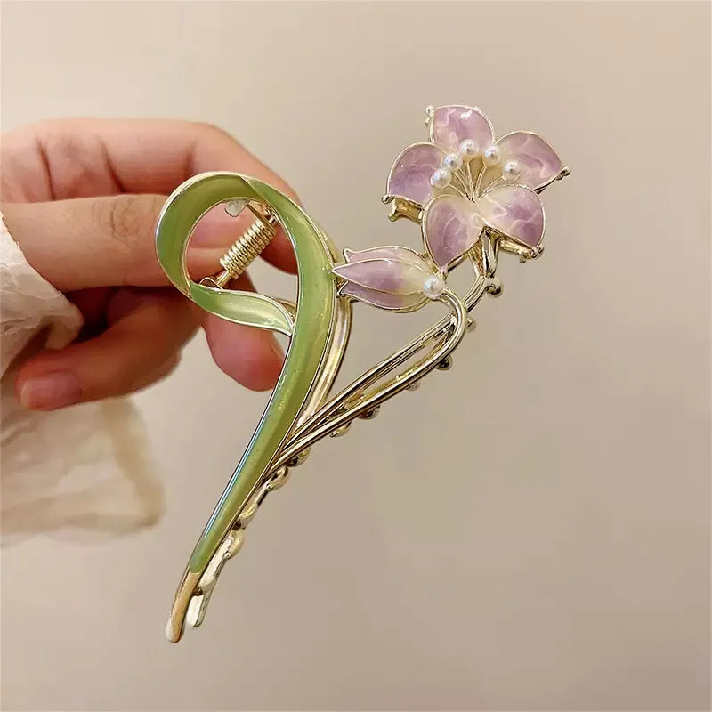 Pretty Flower Hair Slide Clamp