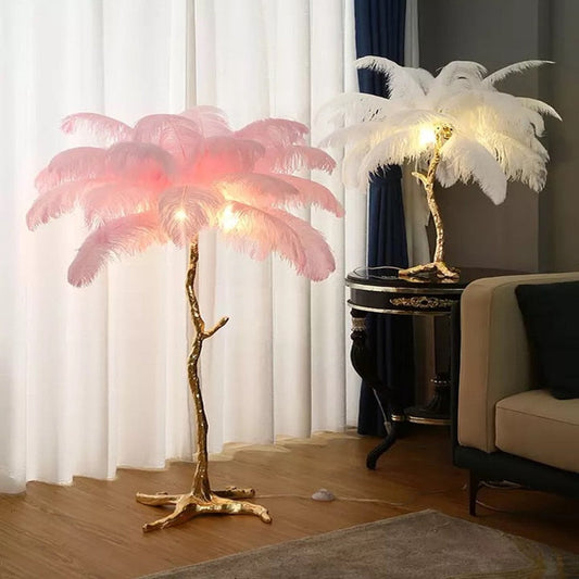 Elegant Soft Feather Tall Floor Lamp - Pexav