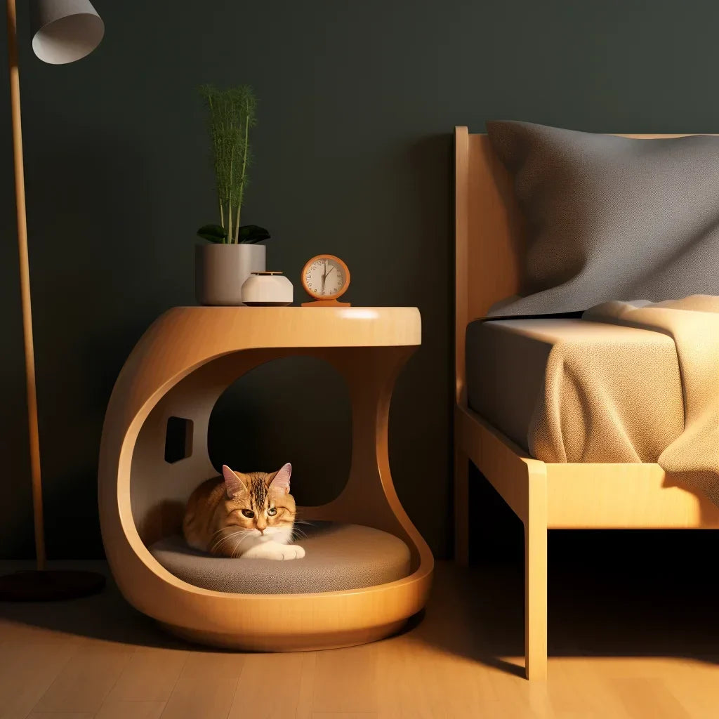 Space Saving Cat Bed End Table