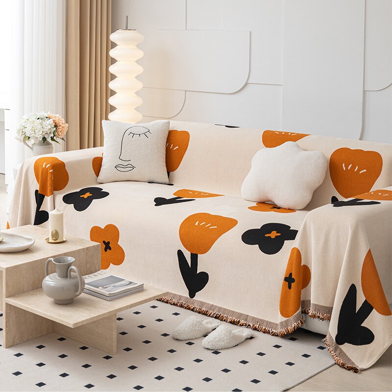 Stylish Petal Pattern Slip Resistant Couch Cover
