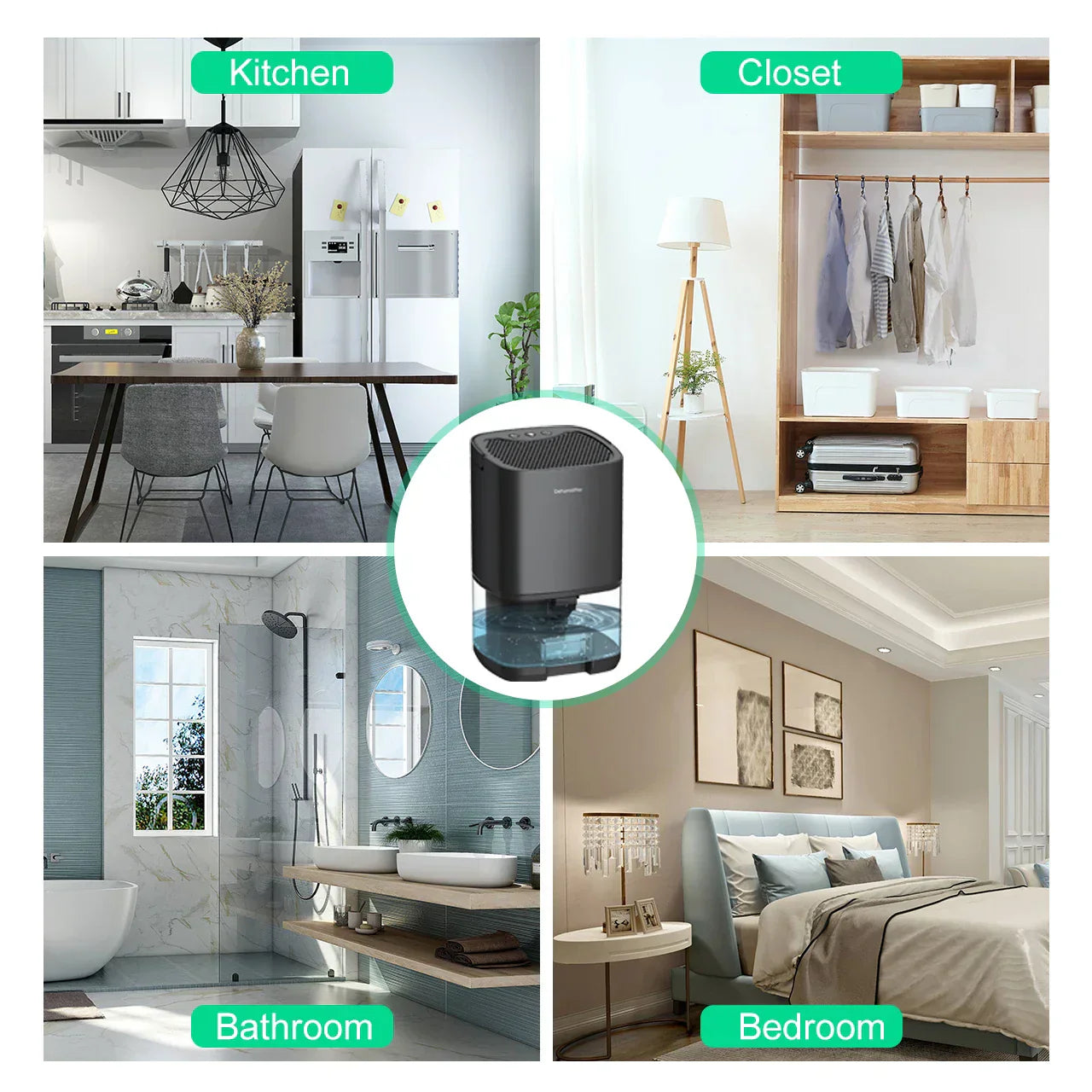 Compact 2-in-1 Dehumidifier with Air Purifier & LED Light