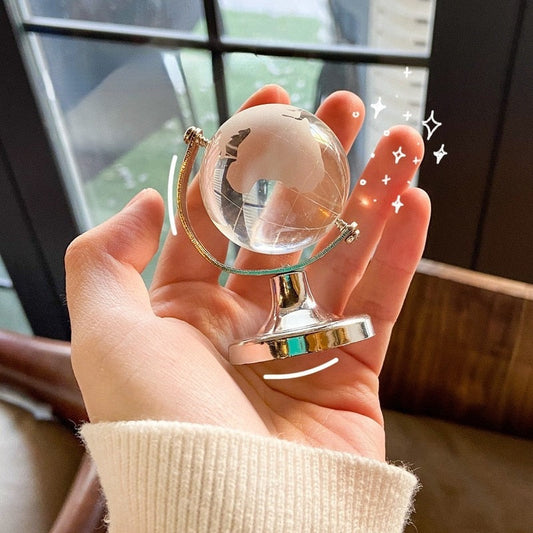 Clear Small Glass World Globe - Pexav