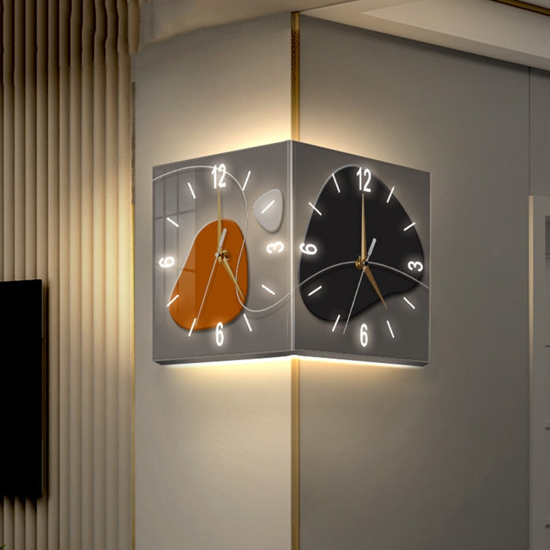 Stylish Dual Corner Wall Clock - Pexav