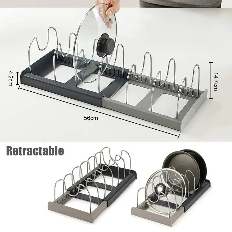 Space Saving Kitchen Cookware Holder with 7 Compartments