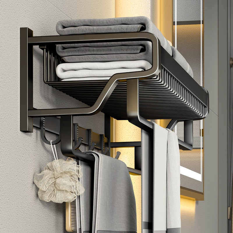 Premium Wall Mount Bathroom Towel Holder Organizer - Pexav