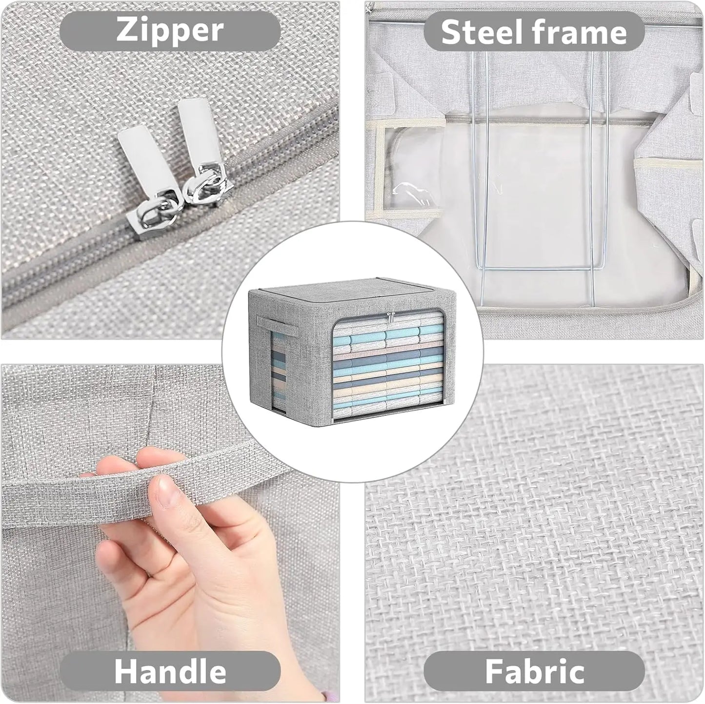 Collapsible Cloth Storage Bins with See Through Lid