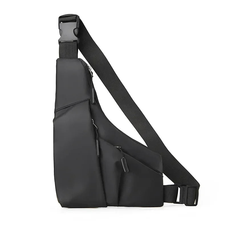 Anti-Theft Men's Leather Chest Crossbody Sling Bag