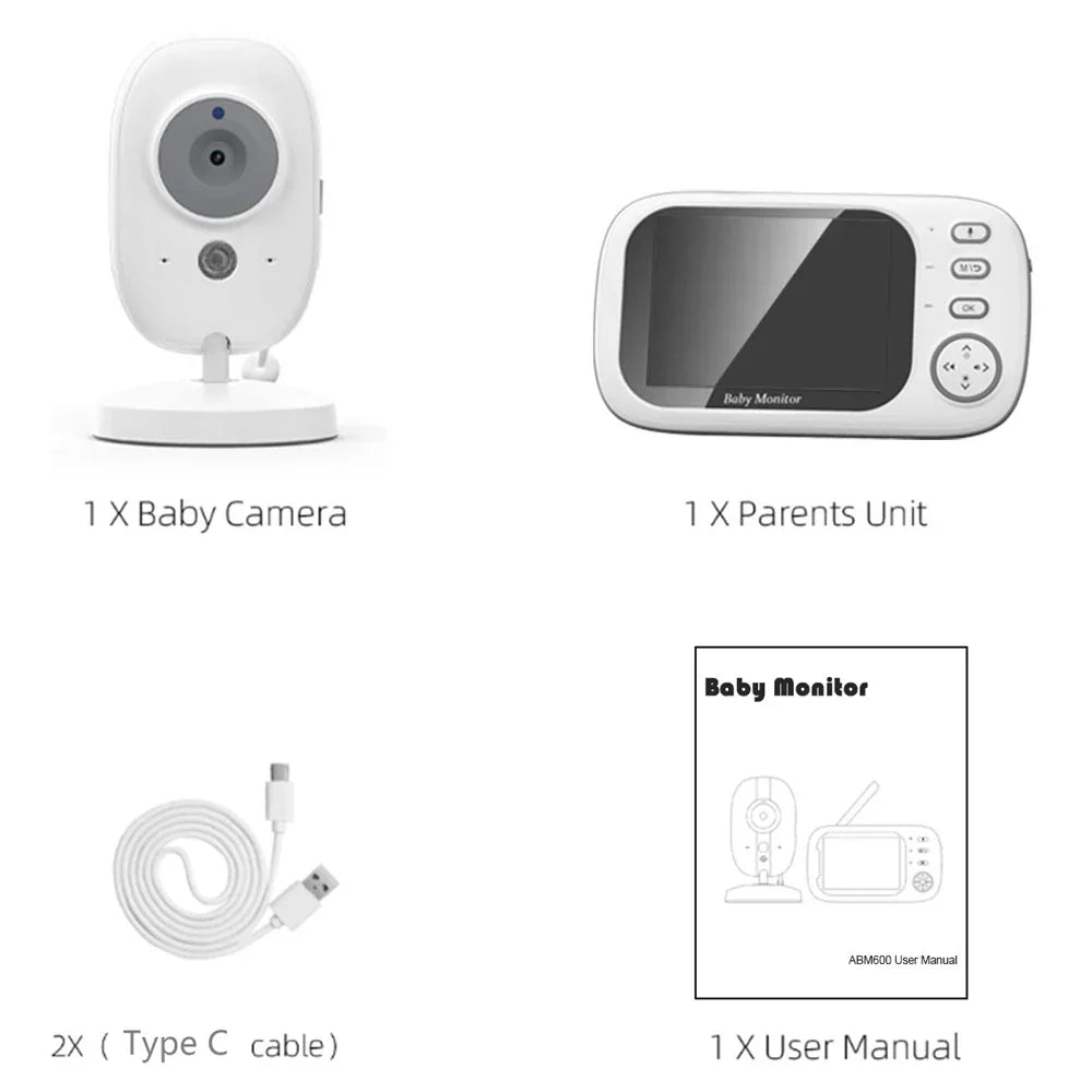 Compact Baby Video Monitor with Night Vision and Audio